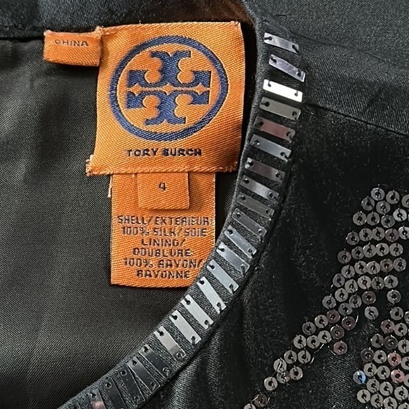 TORY BURCH Black Sequin Silk Shift Dress - Picture 14 of 16